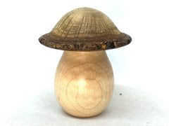 LV-5062 Curly Hard Maple & Coast Live Oak Wooden Mushroom Secret Compartment, Pill Box, Jewelry Box-THREADED