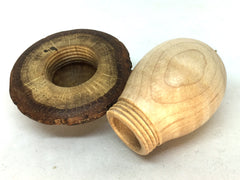 LV-5062 Curly Hard Maple & Coast Live Oak Wooden Mushroom Secret Compartment, Pill Box, Jewelry Box-THREADED