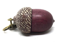 LV-5065 Purpleheart & Betelnut Acorn Box, Pill Holder, Compartment Pendant-SCREW CAP