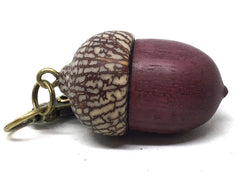 LV-5065 Purpleheart & Betelnut Acorn Box, Pill Holder, Compartment Pendant-SCREW CAP