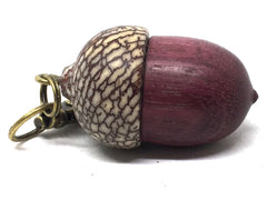LV-5065 Purpleheart & Betelnut Acorn Box, Pill Holder, Compartment Pendant-SCREW CAP