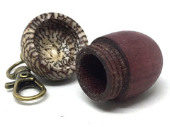 LV-5065 Purpleheart & Betelnut Acorn Box, Pill Holder, Compartment Pendant-SCREW CAP