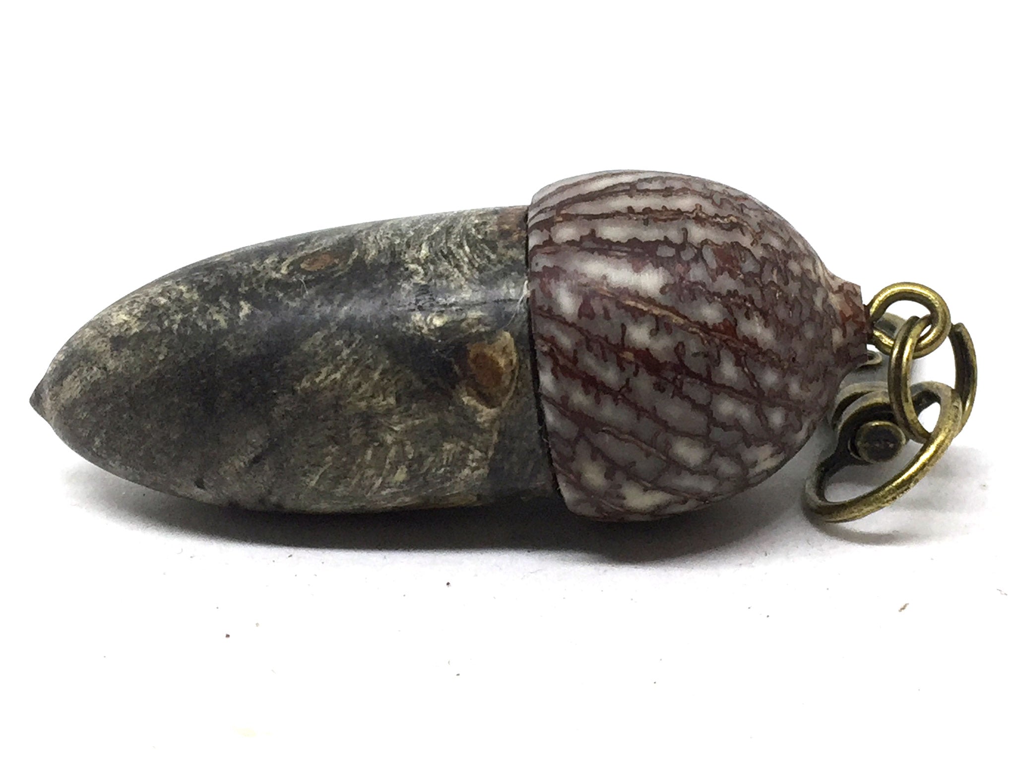 LV-5066 Buckeye Burl & Betelnut Acorn Pill Box, Pendant Box-SCREW CAP
