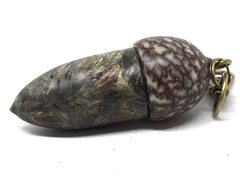 LV-5066 Buckeye Burl & Betelnut Acorn Pill Box, Pendant Box-SCREW CAP
