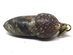 LV-5066 Buckeye Burl & Betelnut Acorn Pill Box, Pendant Box-SCREW CAP