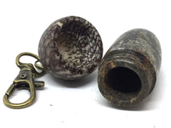 LV-5066 Buckeye Burl & Betelnut Acorn Pill Box, Pendant Box-SCREW CAP