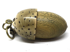 LV-5068 Verawood & Raffia Palm Nut Acorn Box, Pill Holder, Compartment Pendant-SCREW CAP