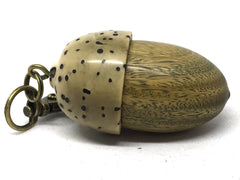 LV-5068 Verawood & Raffia Palm Nut Acorn Box, Pill Holder, Compartment Pendant-SCREW CAP