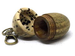 LV-5068 Verawood & Raffia Palm Nut Acorn Box, Pill Holder, Compartment Pendant-SCREW CAP