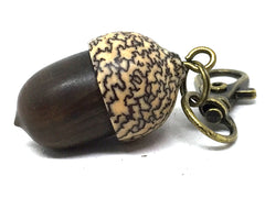 LV-5069 Lignum Vitae & Betelnut Acorn Box, Pill Holder, Compartment Pendant-SCREW CAP
