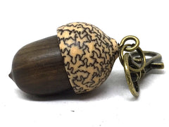 LV-5069 Lignum Vitae & Betelnut Acorn Box, Pill Holder, Compartment Pendant-SCREW CAP