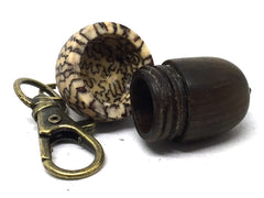 LV-5069 Lignum Vitae & Betelnut Acorn Box, Pill Holder, Compartment Pendant-SCREW CAP