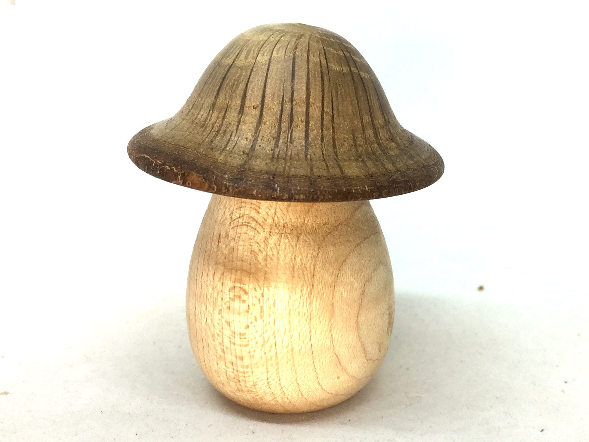 LV-5070 Curly Hard Maple & Coast Live Oak Wooden Mushroom Secret Compartment, Pill Box, Jewelry Box-THREADED