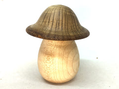 LV-5070 Curly Hard Maple & Coast Live Oak Wooden Mushroom Secret Compartment, Pill Box, Jewelry Box-THREADED
