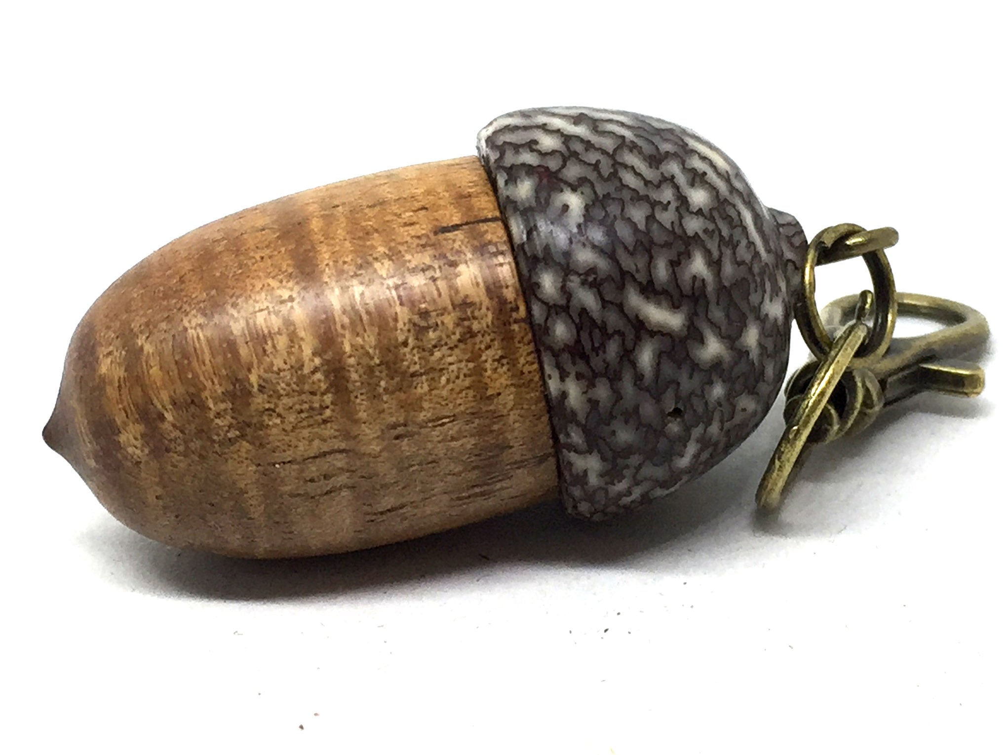 LV-5071 Curly Koa & Betelnut Acorn Pendant Box, Charm, Keychain-SCREW CAP