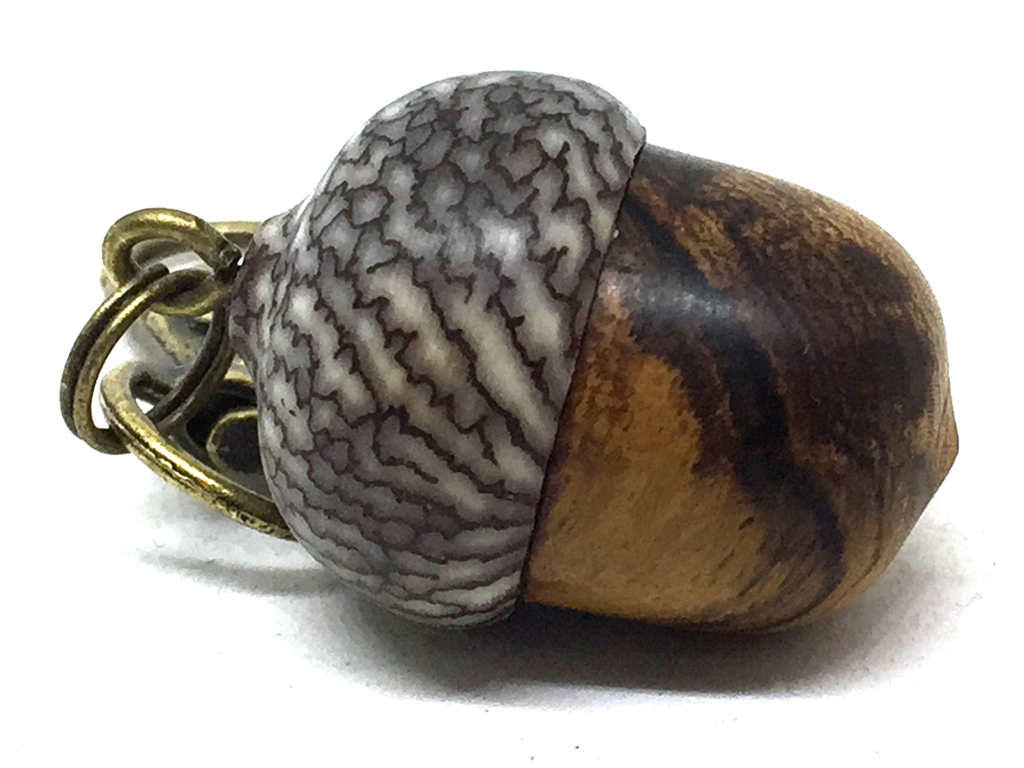 LV-5073 Desert Ironwood & Betelnut Acorn Pendant Box, Charm, Pill Holder-SCREW CAP