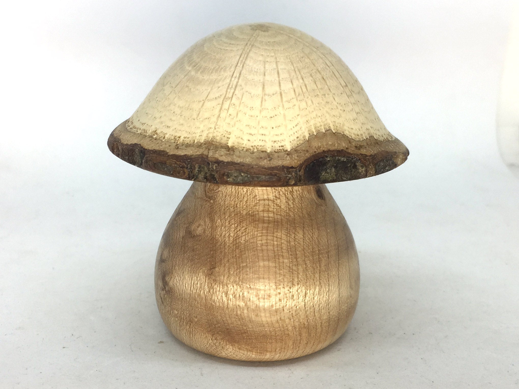 LV-5075 Birdseye Maple & Valley Oak Wooden Mushroom Keepsake Box, Pill, Jewelry Box-THREADED