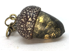 LV-5077 Buckeye Burl & Betelnut Acorn Pill Box, Pendant Box-SCREW CAP