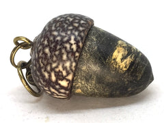 LV-5077 Buckeye Burl & Betelnut Acorn Pill Box, Pendant Box-SCREW CAP