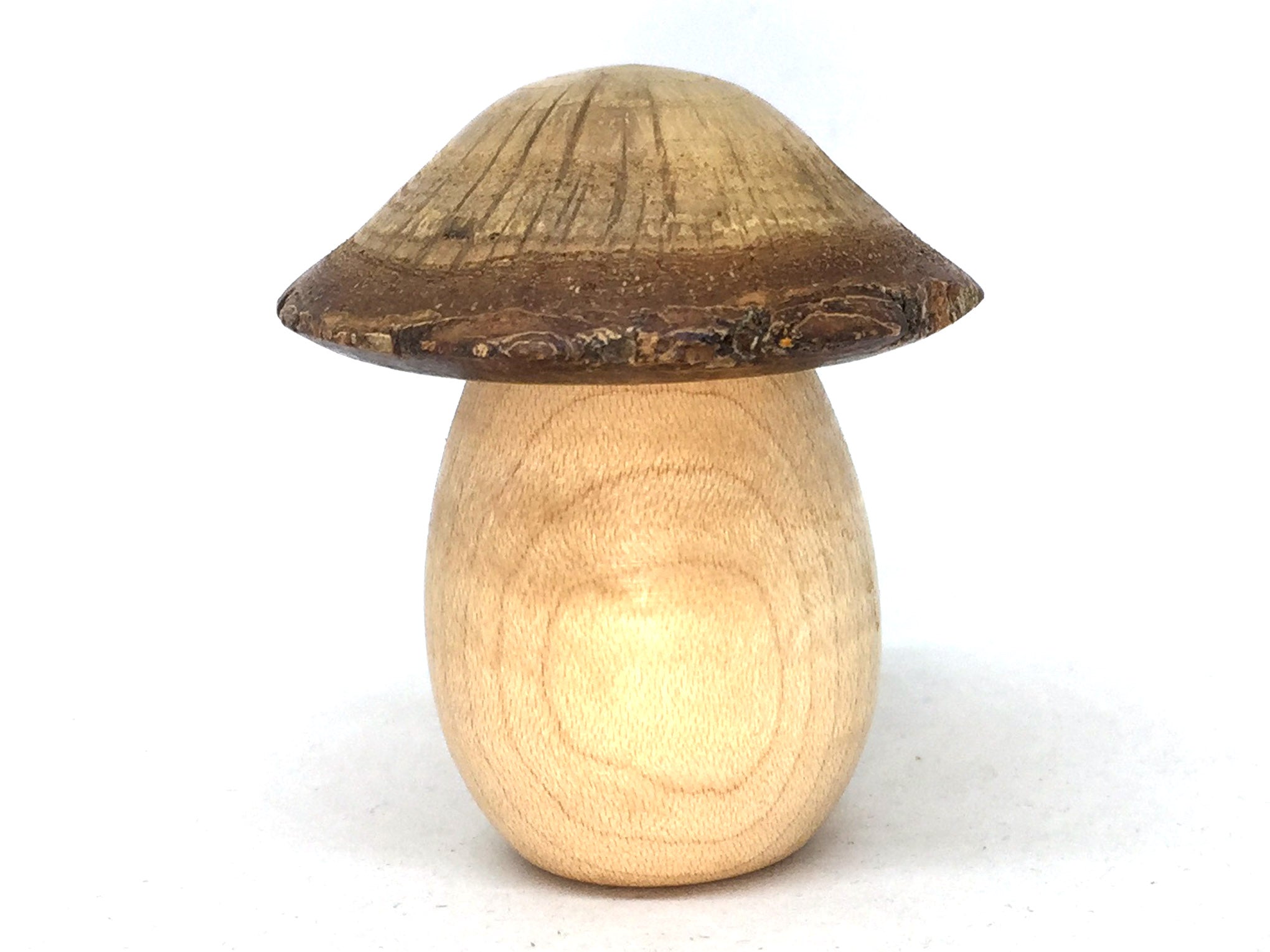 LV-5078 Curly Hard Maple & Coast Live Oak Wooden Mushroom Secret Compartment, Pill Box, Jewelry Box-THREADED