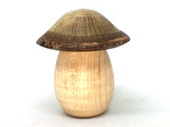 LV-5078 Curly Hard Maple & Coast Live Oak Wooden Mushroom Secret Compartment, Pill Box, Jewelry Box-THREADED