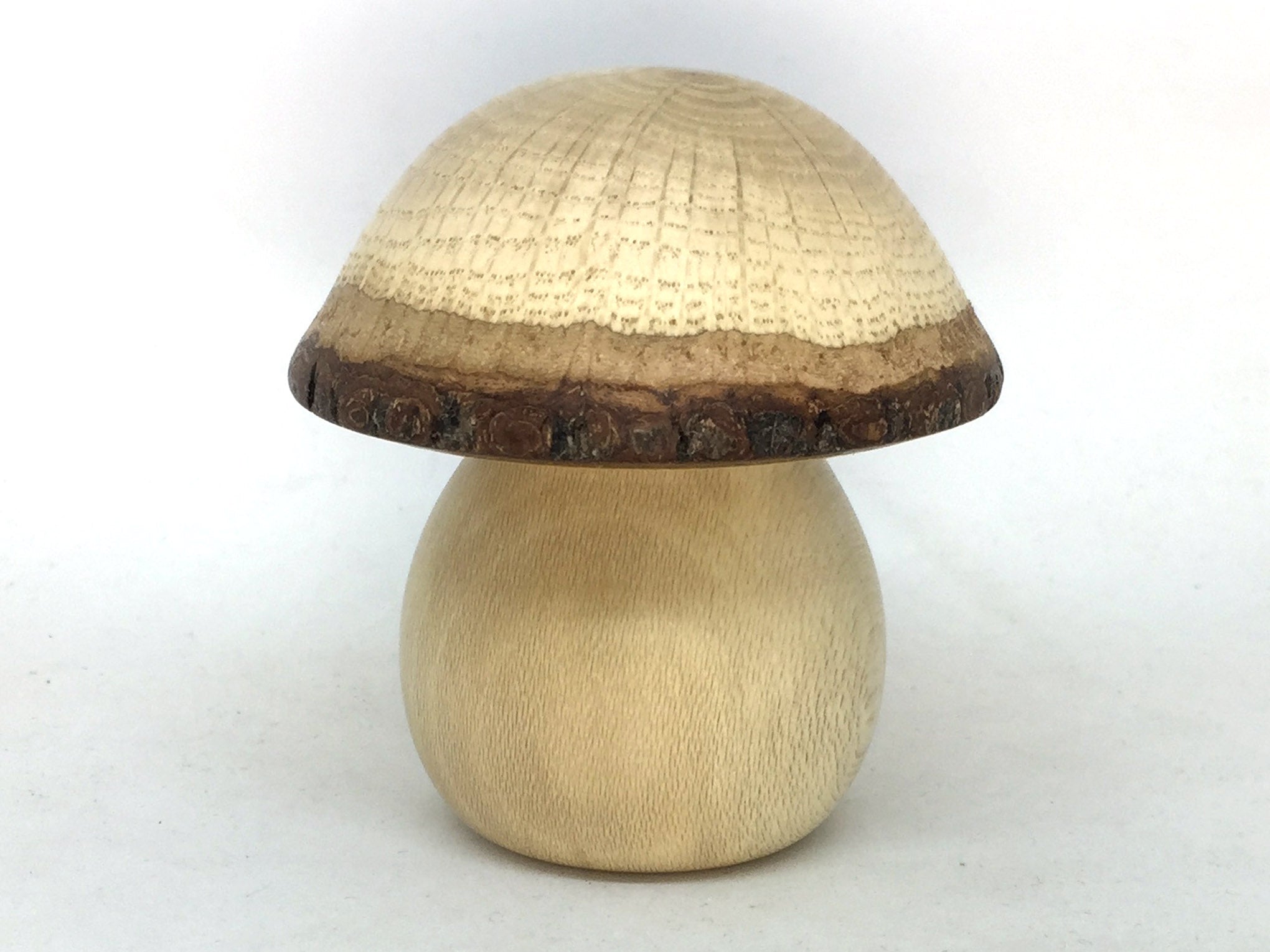 LV-5079 American Holly Stalk & Valley Oak Wooden Mushroom Keepsake Box, Pill, Jewelry Box-THREADED