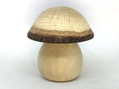LV-5079 American Holly Stalk & Valley Oak Wooden Mushroom Keepsake Box, Pill, Jewelry Box-THREADED