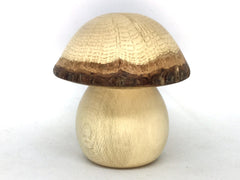 LV-5079 American Holly Stalk & Valley Oak Wooden Mushroom Keepsake Box, Pill, Jewelry Box-THREADED