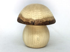LV-5079 American Holly Stalk & Valley Oak Wooden Mushroom Keepsake Box, Pill, Jewelry Box-THREADED