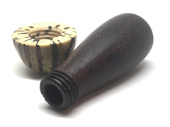 LV-5106 Raffia Palm Nut with Suriname Ironwood Mushroom Pill Holder, Needlecase-THREADED
