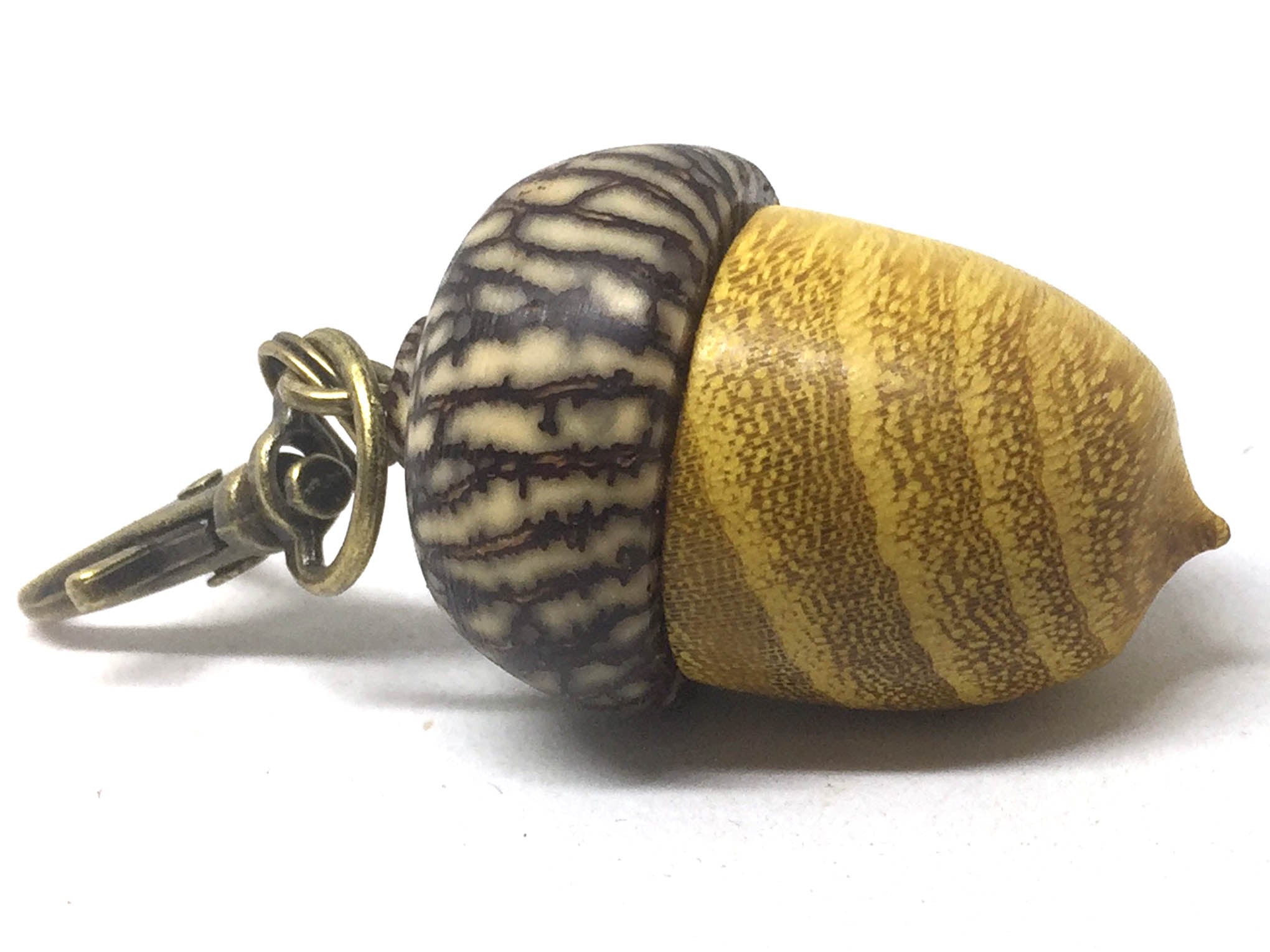 LV-5109 Osage Orange & Betel Nut Acorn Pendant Box, Keychain, Pill Fob-SCREW CAP