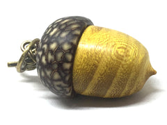 LV-5109 Osage Orange & Betel Nut Acorn Pendant Box, Keychain, Pill Fob-SCREW CAP