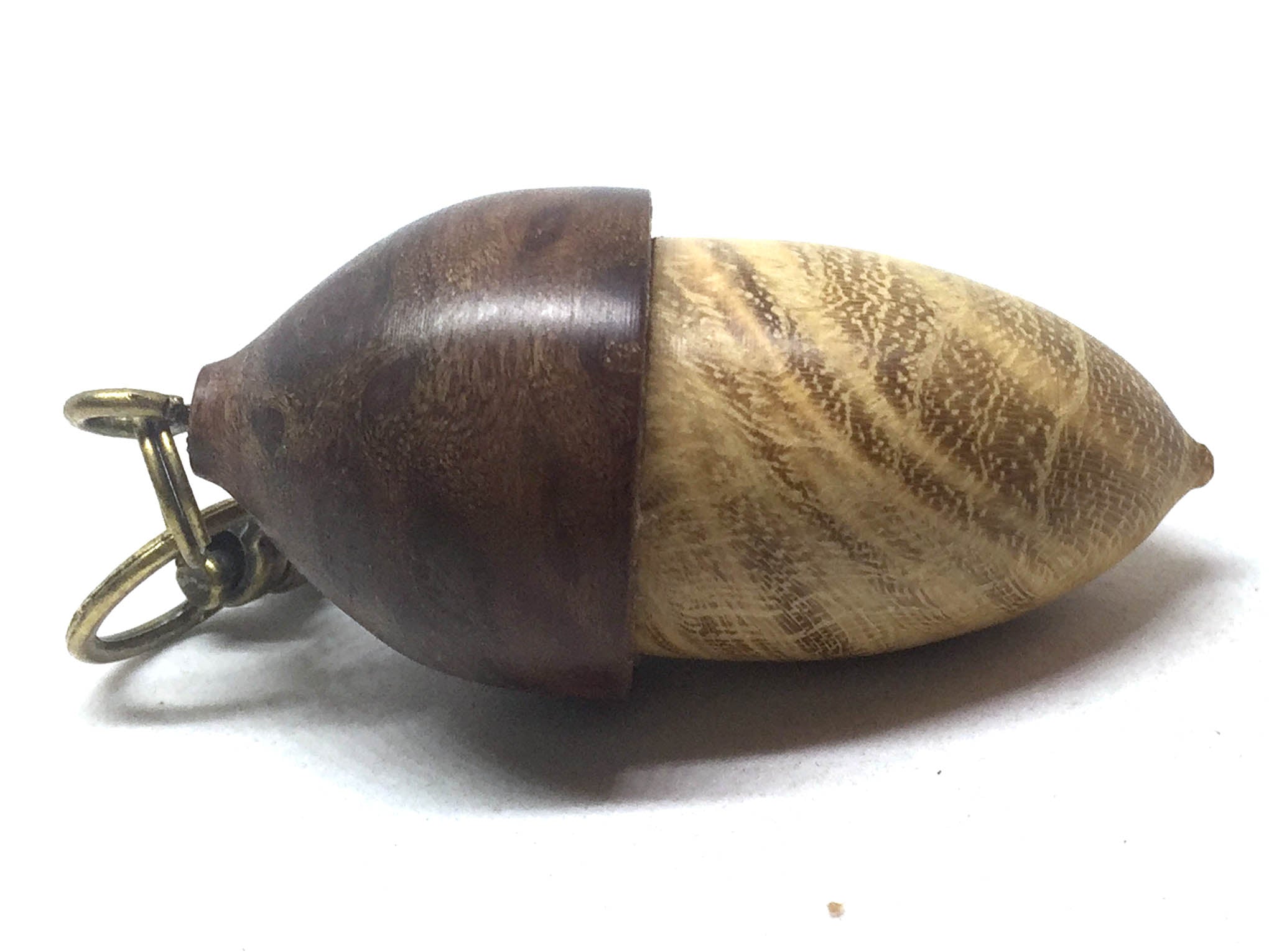LV-5114 Black Locust Burl & Sheoak Acorn Pendant Box, Pill Fob -SCREW CAP