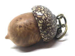 LV-5115 Olive Burl & Betelnut Acorn Pendant Box, Charm, Pill Holder-SCREW CAP