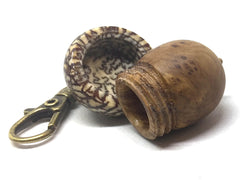 LV-5115 Olive Burl & Betelnut Acorn Pendant Box, Charm, Pill Holder-SCREW CAP