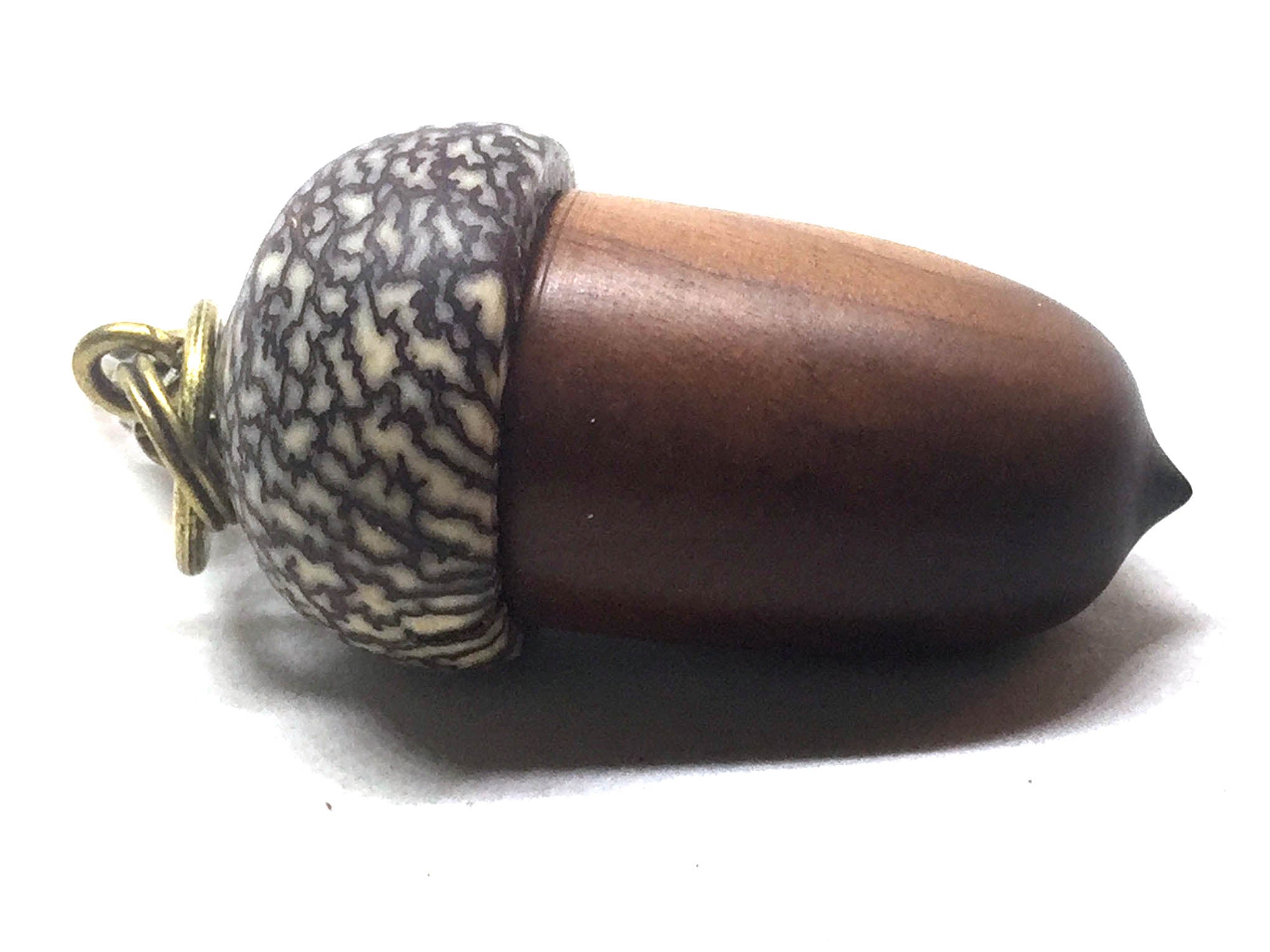 LV-5118 Manzanita & Betelnut Acorn Pendant Box,Bag Charm, Keychain-SCREW CAP