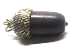 LV-5119 Rosewood & Betelnut Acorn Box, Pill Holder, Compartment Pendant-SCREW CAP