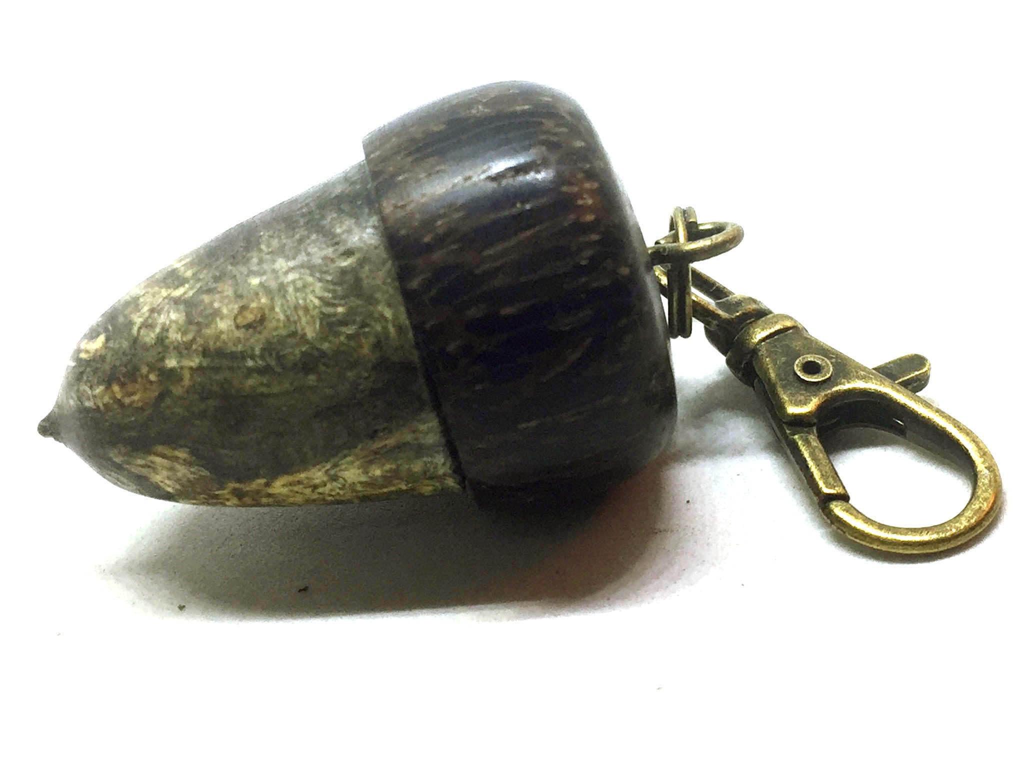 LV-5120 Buckeye Burl & Betel Nut Acorn Pendant Box, Pill Fob -SCREW CAP