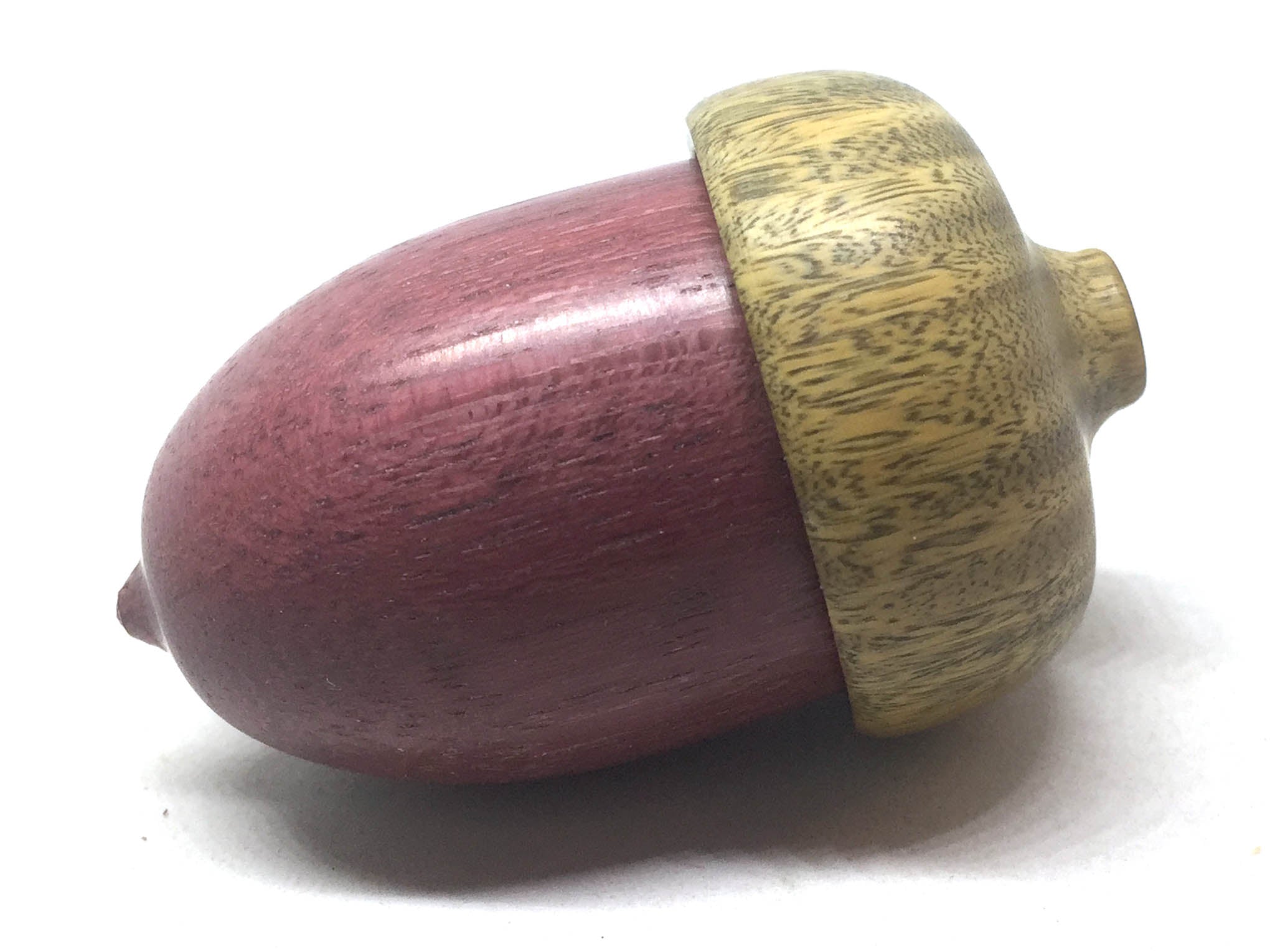 LV-5123 Purpleheart & Verawood Acorn Ring Box, Secret Compartment-SCREW CAP