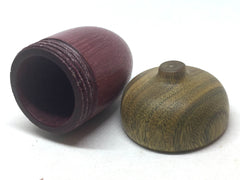 LV-5123 Purpleheart & Verawood Acorn Ring Box, Secret Compartment-SCREW CAP