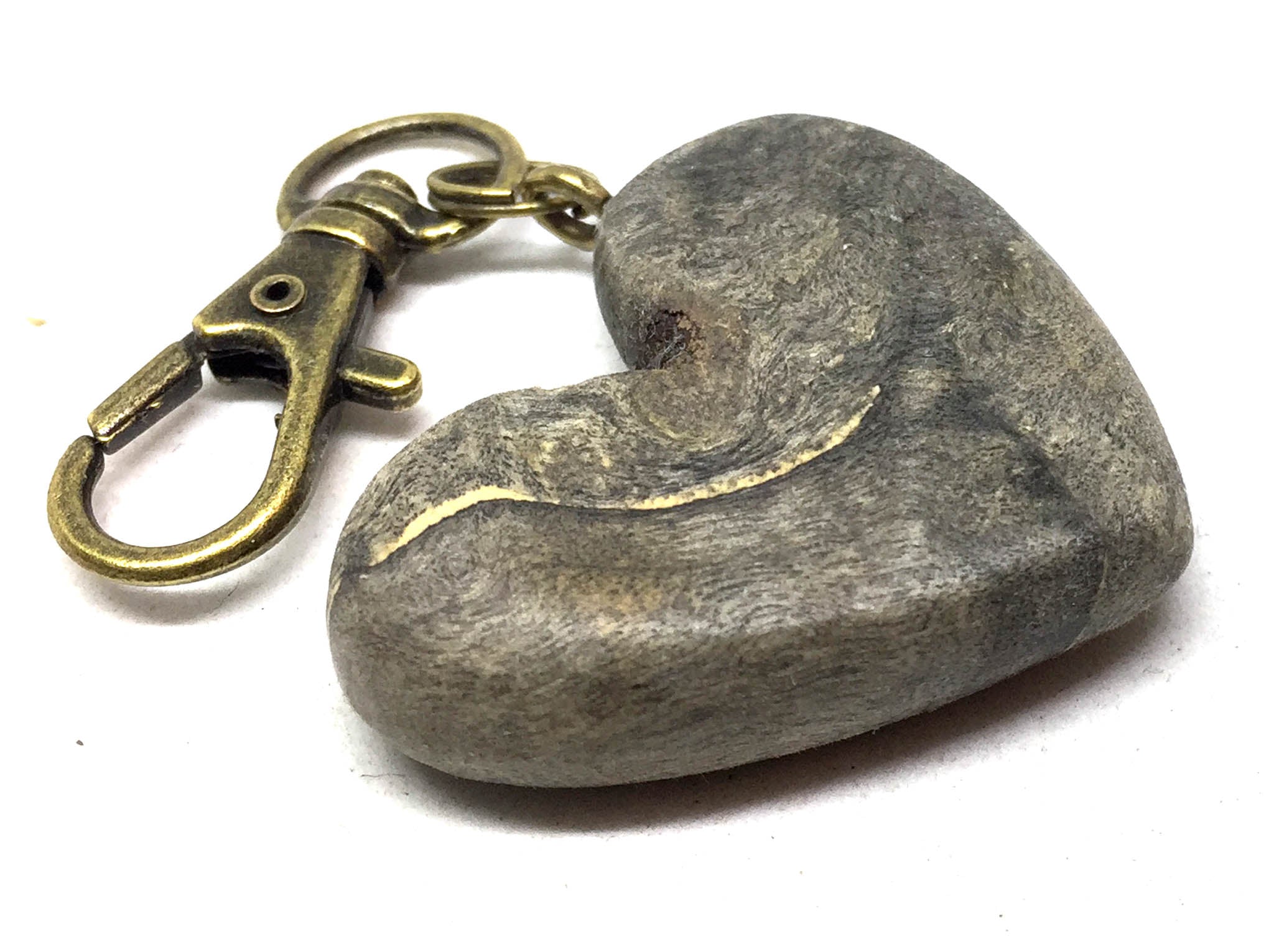 LV-5127 California Buckeye Burl Wooden Heart Shaped Charm, Keychain, Unique Hand Made