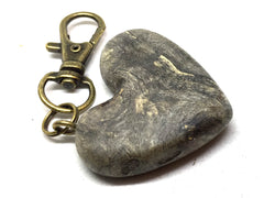 LV-5127 California Buckeye Burl Wooden Heart Shaped Charm, Keychain, Unique Hand Made