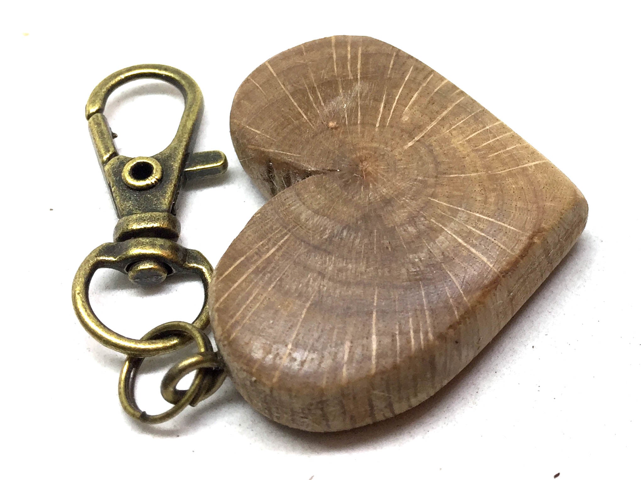 LV-5129 Coast Live Oak Wooden Heart Shaped Charm, Keychain, Wedding Favor-HAND CARVED