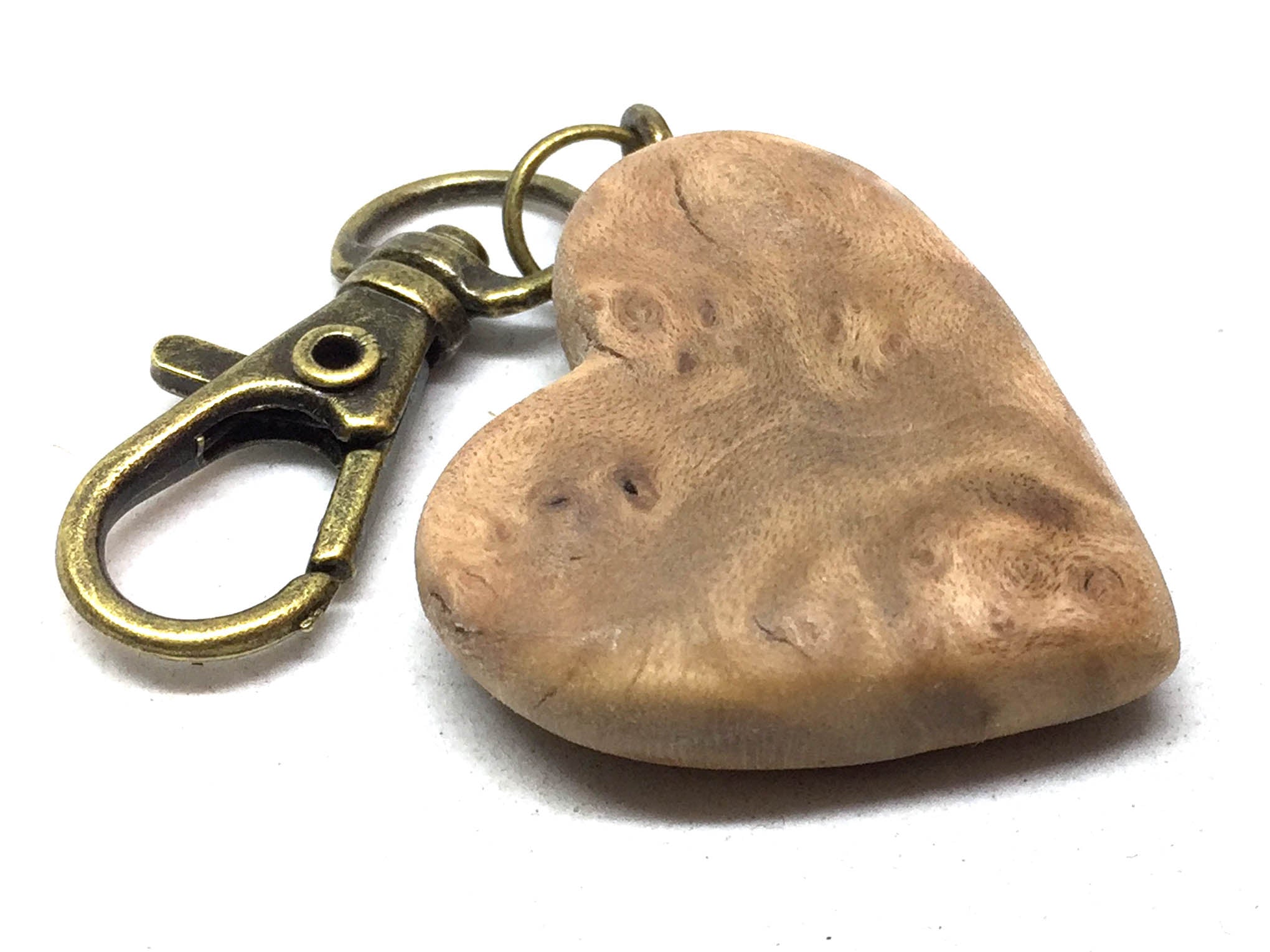 LV-5134 Pacific Dogwood Burl Wooden Heart Shaped Charm, Keychain, Wedding Favor-HAND CARVED