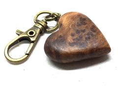 LV-5140 Morroccan Thuya Burl Wooden Heart Charm, Keychain, Wedding Favor-Hand Made