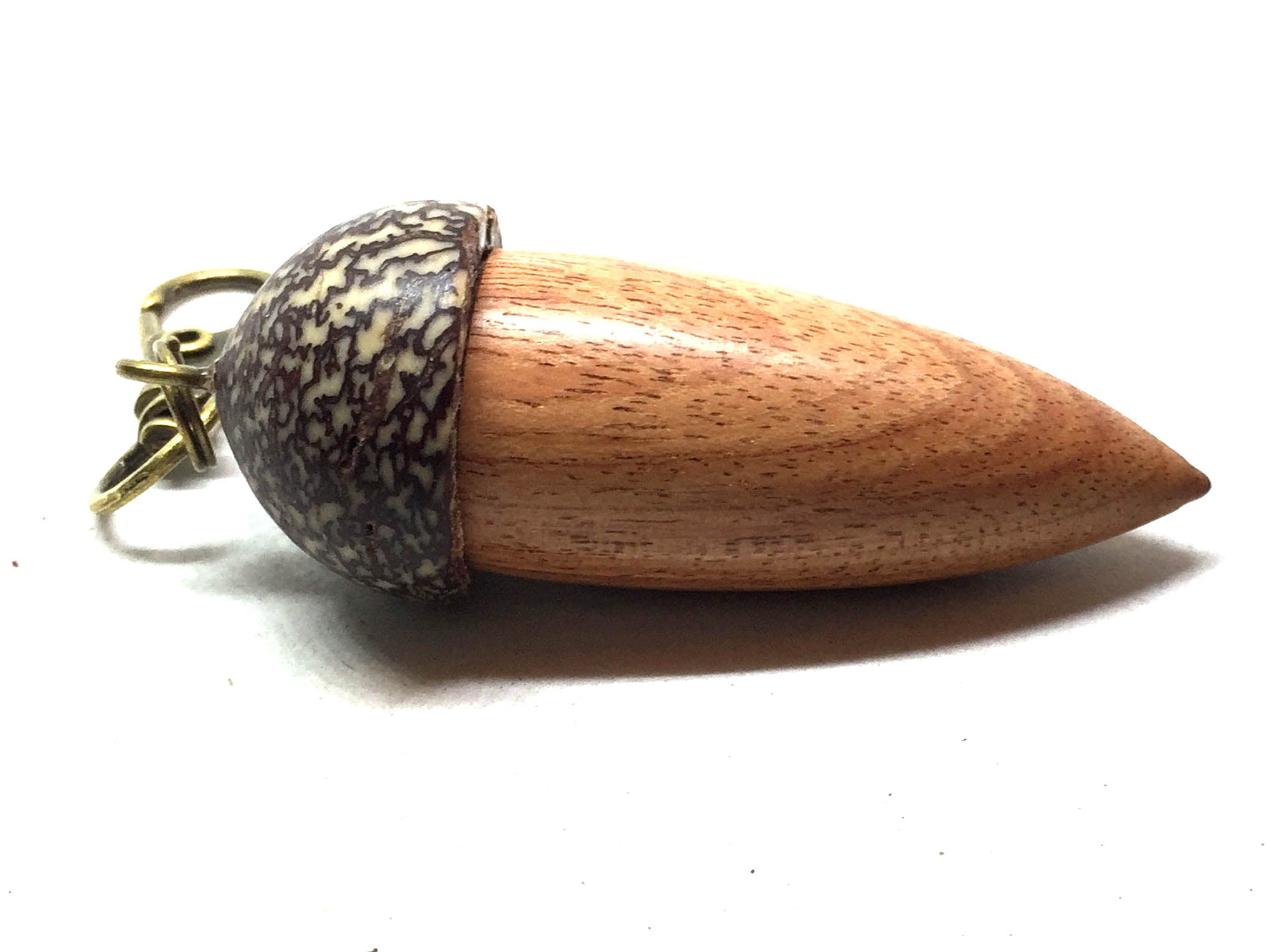 LV-5144 Tulipwood & Betelnut Acorn Box, Pill Holder, Compartment Pendant-SCREW CAP