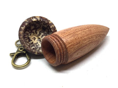 LV-5144 Tulipwood & Betelnut Acorn Box, Pill Holder, Compartment Pendant-SCREW CAP