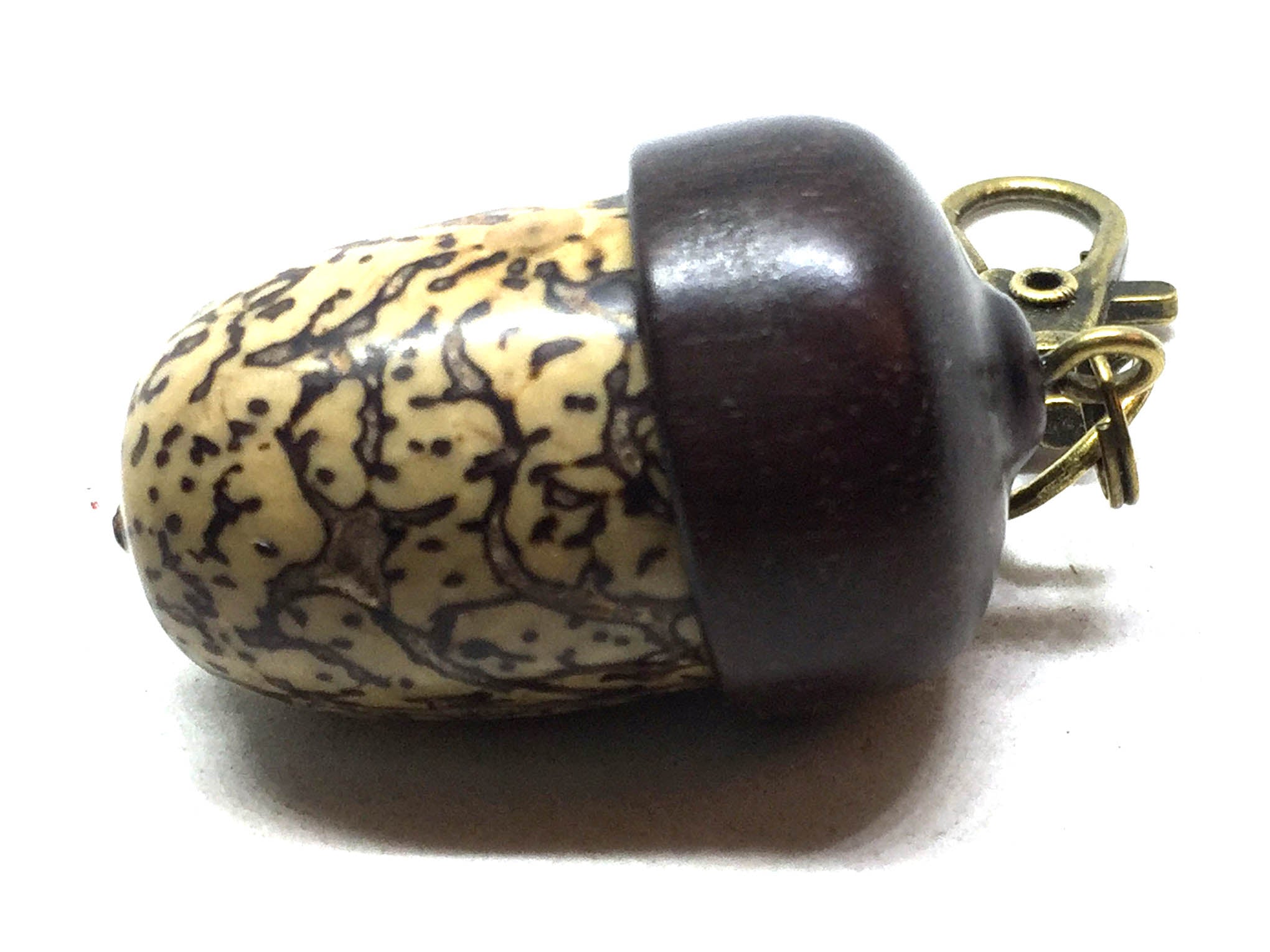 LV-5145 Acorn Pendant Box, Charm, Pill Holder from Desert Ironwood & Yollilo Palm Nut-SCREW CAP