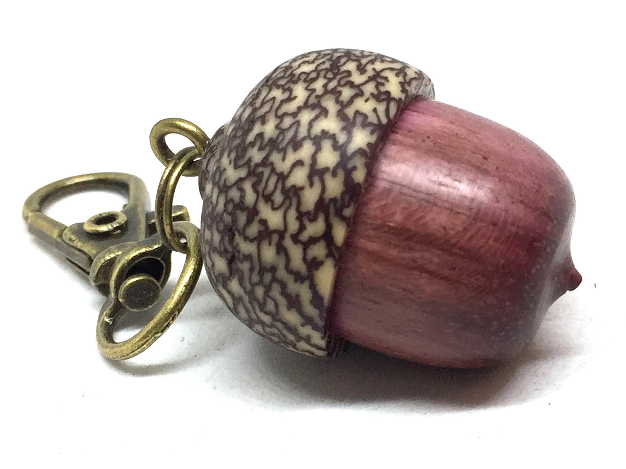 LV-5146 Purpleheart & Betelnut Acorn Box, Pill Holder, Compartment Pendant-SCREW CAP