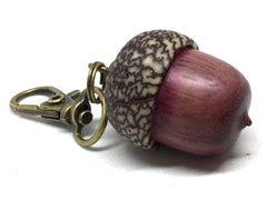 LV-5146 Purpleheart & Betelnut Acorn Box, Pill Holder, Compartment Pendant-SCREW CAP